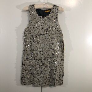 NWT- Alice+Olivia Taupe/Silver Pearl Sequin Mini Dress  Sz Small